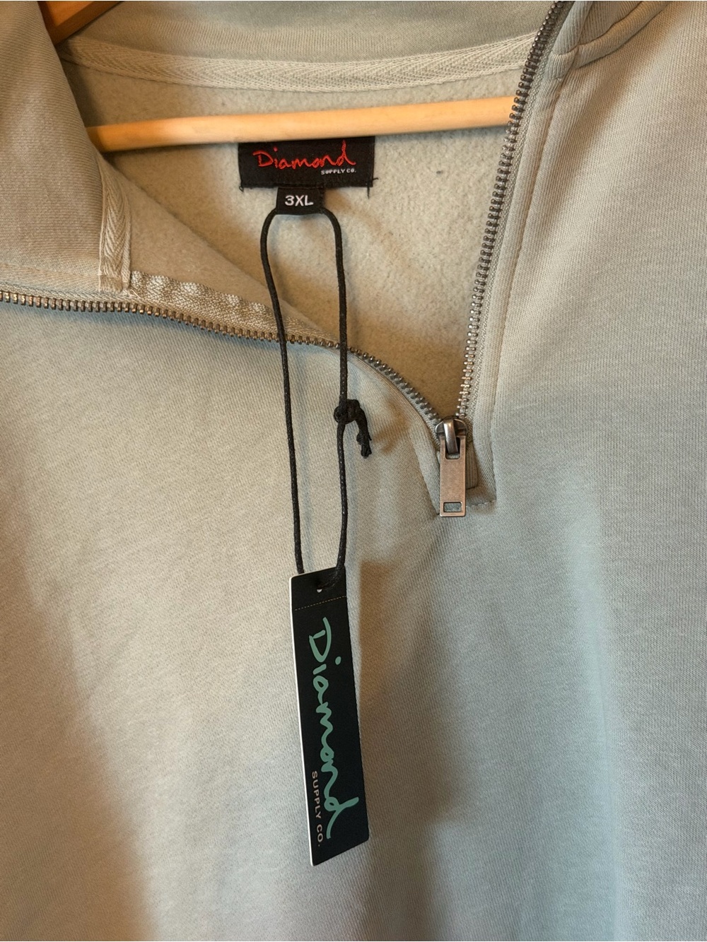 Diamond Supply Co. Men's Half-Zip Sweater in Light Beige - Picture 2 of 4
